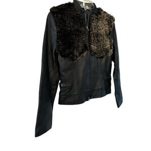 PAOLO SANTINI LEATHER FUR COAT JACKET SZ 6